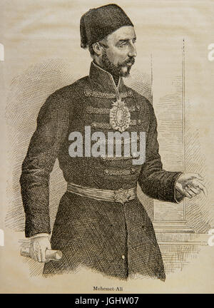 Muhammad Ali d'Égypte (1769-1849). Commandant Albanais Ottoman. La gravure à l'histoire universelle, 1881. Banque D'Images