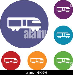 Train de montagne suisse icons set Illustration de Vecteur