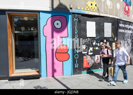 Street Art Par Thierry Noir à Shoreditch, East London, UK Banque D'Images