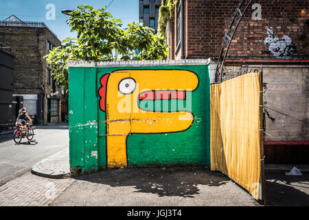 Art de rue coloré par Thierry Noir à Shoreditch, Londres, Angleterre, Royaume-Uni Banque D'Images