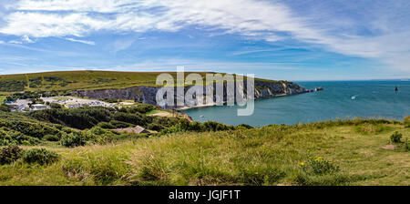 Vue sur les aiguilles de Headon Warren, île de Wight, Royaume-Uni Banque D'Images