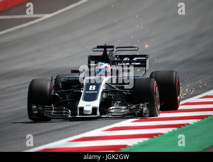 07.07.2017, red-bull-ring, Spielberg, formule 1 grosser preis von österreich 2017, 06.07. - 09.07.2017 , im Bild Romain Grosjean (fra# 8), Haas f1 team kämpft sich mit einem plattfuß vorne links in die fort zurück photo : Cronos/hasan bratic Banque D'Images