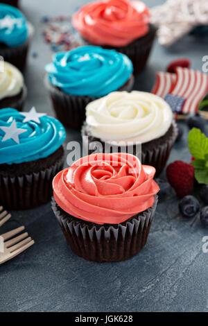 Cupcakes pour la quatrième de Juillet Banque D'Images