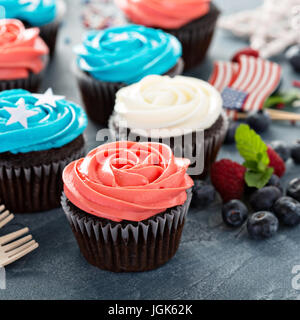 Cupcakes pour la quatrième de Juillet Banque D'Images