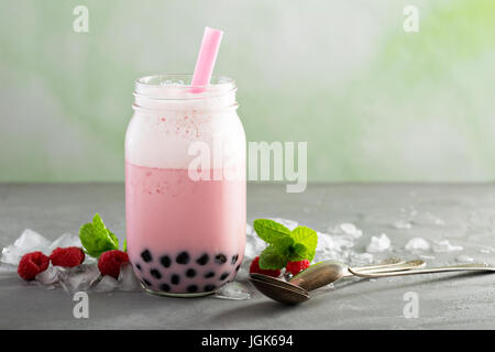 Bubble tea fraise Banque D'Images