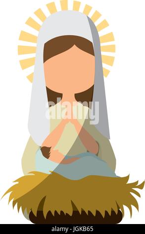 Vierge Marie icône sur fond blanc vector illustration Illustration de Vecteur