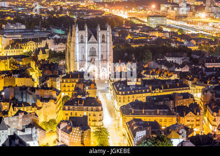 Vue aérienne sur la ville de Nantes en France Banque D'Images