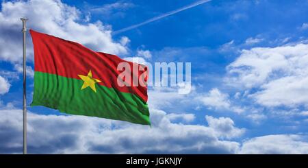 Burkina Faso drapeaux sur un fond de ciel bleu. 3d illustration Banque D'Images