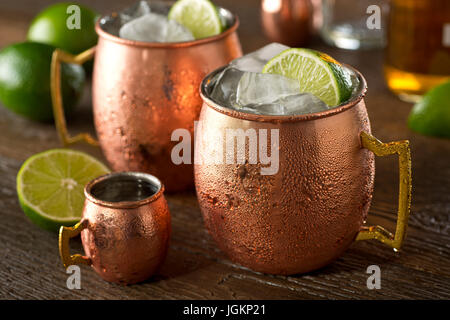 Un délicieux cocktail à la vodka mule de Moscou, au gingembre, jus de lime et de la glace. Banque D'Images