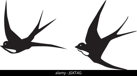 Illustration vecteur de voler les oiseaux hirondelles silhouettes Illustration de Vecteur