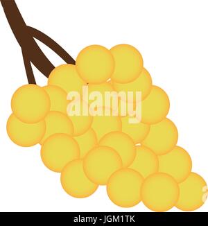 Tas de raisins avec jaune isolé sur fond blanc. Illustration de Vecteur