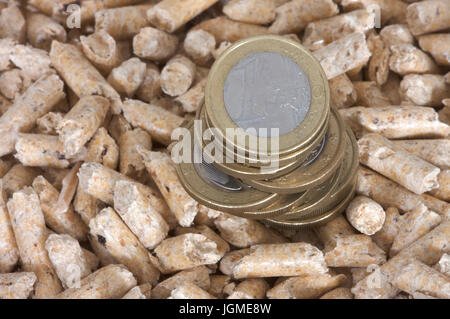 Holzpellets et d'euros - et d'euros, Holzpellets und Euros - granulés bois et en euros Banque D'Images