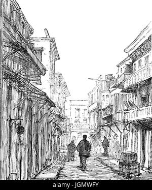 1879 : scène de rue dans le quartier chinois, San Francisco, Californie, États-Unis d'Amérique Banque D'Images