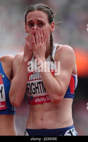 Grande-bretagne Laura Weightman après la 1 Mile féministe au cours de la 2017 London Jeux Anniversaire Muller au stade de Londres. Association de presse Photo. Photo date Dimanche 9 juillet 2017. Crédit photo doit lire Chris Radburn/PA Editorial uniquement, à des fins commerciales, d'être approuvé par l'Athlétisme britannique Banque D'Images