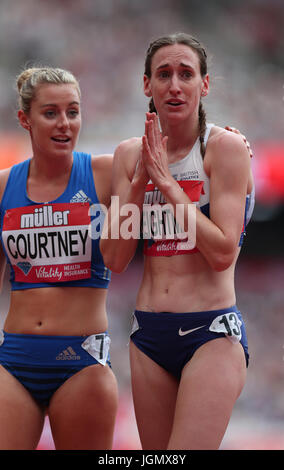 Grande-bretagne Laura Weightman après la 1 Mile féministe au cours de la 2017 London Jeux Anniversaire Muller au stade de Londres. Association de presse Photo. Photo date Dimanche 9 juillet 2017. Crédit photo doit lire Chris Radburn/PA Editorial uniquement, à des fins commerciales, d'être approuvé par l'Athlétisme britannique Banque D'Images