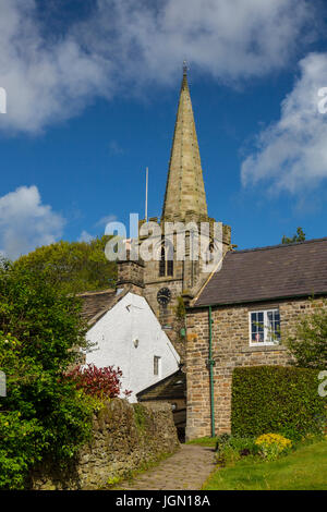 L'église paroissiale à Hathersage, Peak District, Derbyshire, Angleterre, RU Banque D'Images