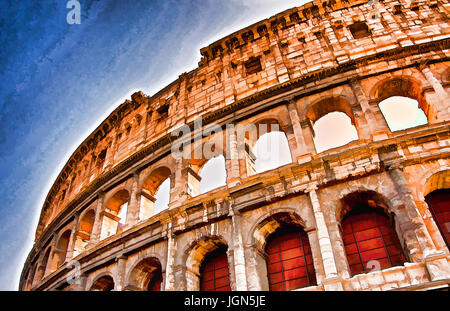 Le Colisée à Rome, Italie. --Art peinture photo numérique Banque D'Images