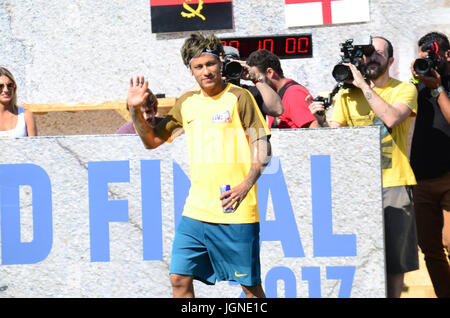Sao Paulo, Brésil. 07Th Juillet, 2017. Jr Neymar joueur brésilien de Barcelone est vu au cours de la gare JR de cinq cas à l'Institut sur Neymar Jr. Praia Grande côte de São Paulo ce samedi, 08 (Photo : EDUARDO MARTINS/BRÉSIL PHOTO PRESSE) Credit : Brésil Photo Presse/Alamy Live News Banque D'Images