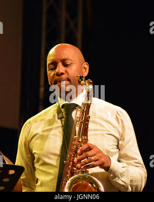 Bucarest, Roumanie. 08 juillet, 2017. Branford Marsalis, saxophone, manchettes Bucarest Jazz Festival, 2017 Credit : Douglas MacKenzie/Alamy Live News Banque D'Images