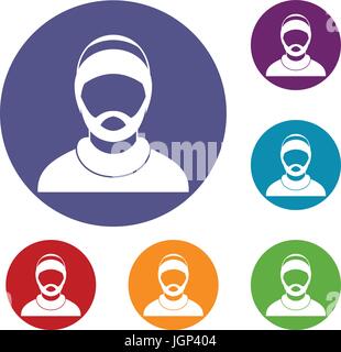 Homme barbu avatar icons set Illustration de Vecteur