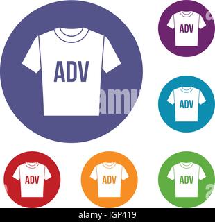 T-shirt avec print ADV icons set Illustration de Vecteur