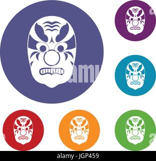 Masque Tribal icons set Illustration de Vecteur