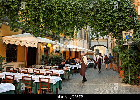 Restaurant - Pizzeria dans le Trastevere, Rome, Italie Banque D'Images