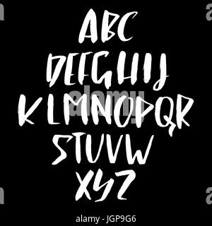 Rétro à la main font de calligraphie. Pinceau moderne le lettrage. Grunge style alphabet. Vector illustration. Illustration de Vecteur