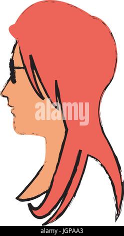 Profil femme lunettes visage et cheveux longs vector illustration Illustration de Vecteur