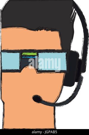 Un homme portant un casque lunettes de réalité virtuelle vector illustration Illustration de Vecteur
