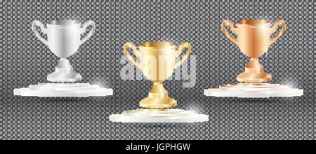 Or, Argent et Bronze Cup sur fond transparent. Vector Illustration. Illustration de Vecteur