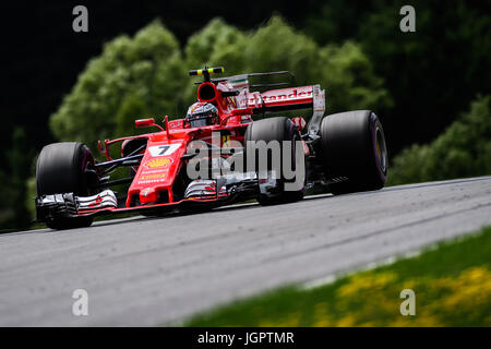 Spielberg, en Autriche. 09 juillet, 2017. Kimi Raikkonen de Finlande conduit sa Ferrari au cours de la F1 Grand Prix d'Autriche course sur le Red Bull Ring de Spielberg, en Autriche le 9 juillet 2017. Credit : Jure Makovec/Alamy Live News Banque D'Images