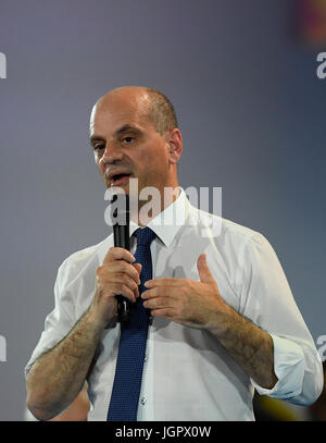 Paris, France. 8e juillet, 2017. Le ministre de l'éducation français Jean-Michel Blanquer prononce une allocution lors d'une réunion de la République en Marche (REM) parti politique à Paris le 8 juillet 2017 Photo : François pauletto/Alamy Live News Banque D'Images