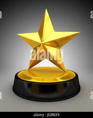 Golden Star - Trophée 3D render Banque D'Images