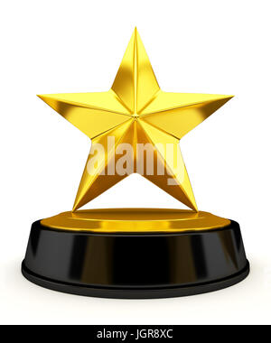 Golden Star trophy isolé sur blanc - 3D render Banque D'Images