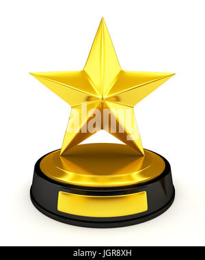 Golden Star trophy isolé sur blanc - 3D render Banque D'Images