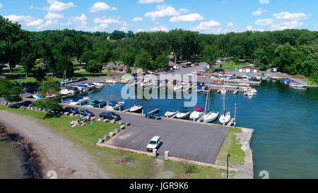 Marina à Lansing Myers Park, Lansing, New York près du lac Cayuga, Région des lacs Finger Banque D'Images