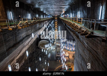 Vue aérienne de la mine Rodolphe à Salina Turda salt mine située dans la région de Turda Durgau-Valea Sarata, ville de Cluj en Roumanie Banque D'Images