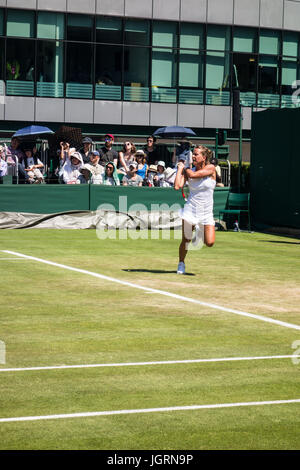 Londres - 5 juillet 2017 : Barbora Strycova rivalise contre Naomi Osaka le jour 3 de Wimbledon 2017. Banque D'Images