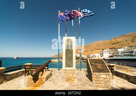 Commémoration de l'évacuation des forces alliées pendant la Seconde Guerre mondiale en 1941 de Chora Sfakion sur le sud-ouest de la Crète, Grèce Banque D'Images