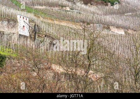 Zeltinger cadran solaire dans la ville viticole de la Moselle à Zeltingen l'Allemagne a mentionné un vignoble allemand. Banque D'Images