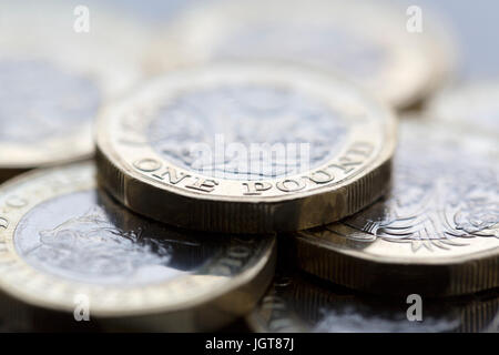 Le nouveau British €1 pièces (2017). Banque D'Images
