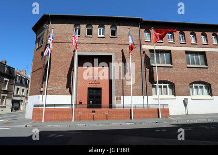 Le site de la capitulation de l'Allemagne pour mettre fin à la Seconde Guerre mondiale, au Collège Moderne et Technique de Reims, France. Le bâtiment scolaire a servi à la Banque D'Images