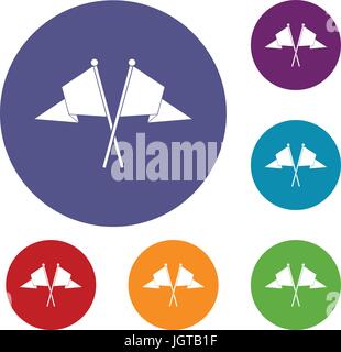 Deux drapeaux icons set Illustration de Vecteur