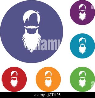 Avatar mâle avec barbe icons set Illustration de Vecteur