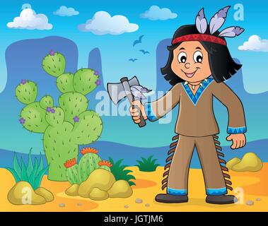 Native American boy image Thème 2 - eps10 vector illustration. Illustration de Vecteur