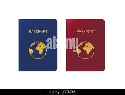 Passeport rouge et bleu Illustration de Vecteur
