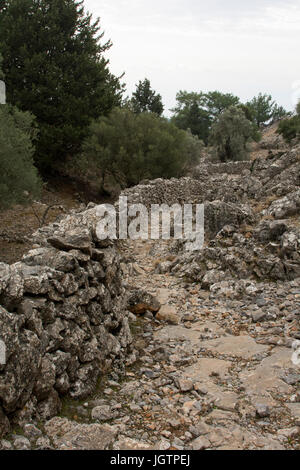 Peut-être une vieille année thousend Kalderimi ou cobblestone routes pavées pour mulis ont été le principal système de circulation en Crète dans l'ancien temps. De nos jours Kalderimi l Banque D'Images