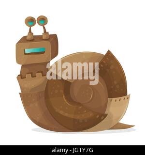 Funny cartoon robot escargot art Illustration vectorielle Illustration de Vecteur