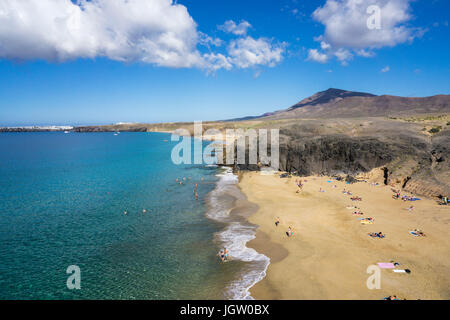 Playa de la Cera, l'une des 6 plages de Papagayo à Punta Papagayo, le Monumento natural de los Ajaches, Playa Blanca, Lanzarote, Canaries, l'Europe Banque D'Images